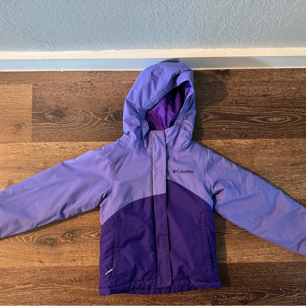 Columbia Two-Tone Purple Hooded Puffer Jacket